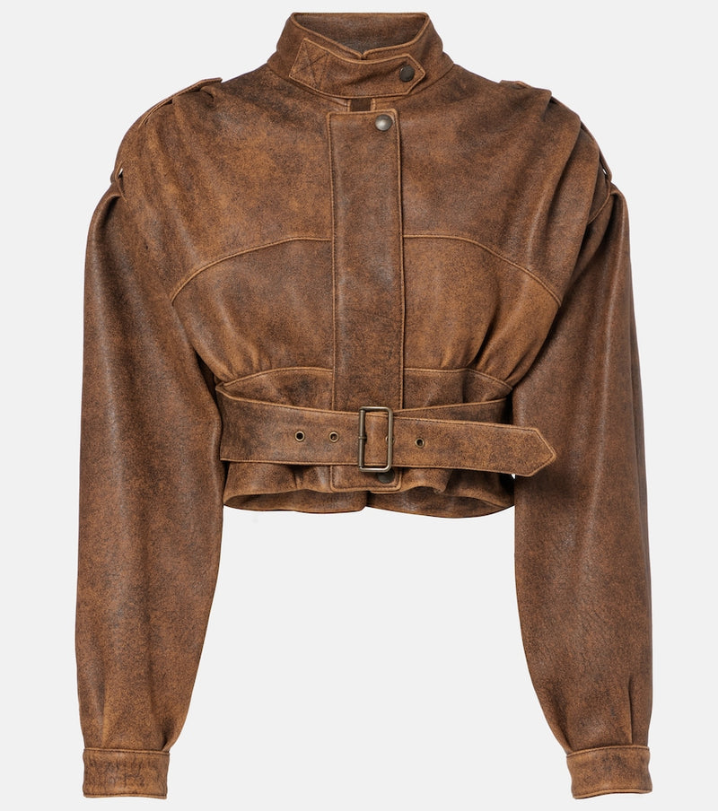 Chloe Cropped leather biker jacket