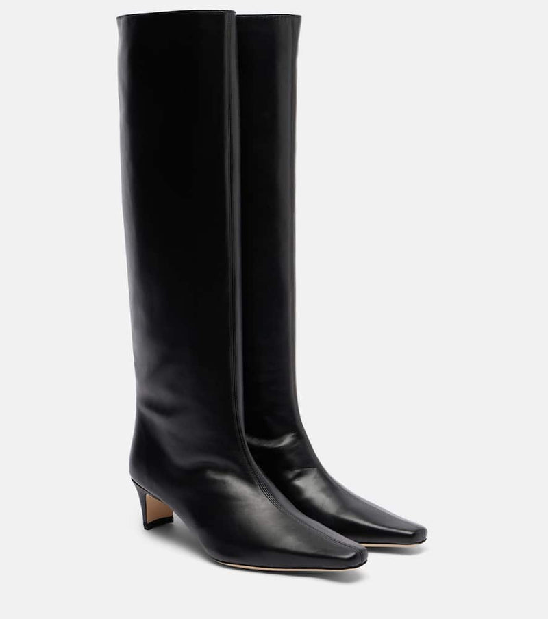 Staud Wally Leather Knee-High Boots Black