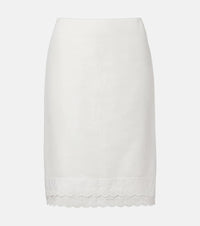 Magda Butrym Lace-trimmed cotton and linen midi skirt