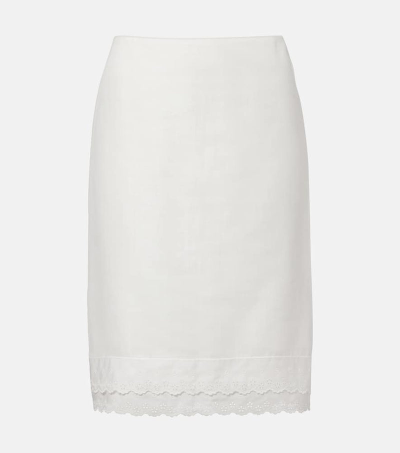 Magda Butrym Lace-trimmed cotton and linen midi skirt
