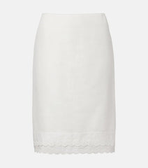 Magda Butrym Lace-trimmed cotton and linen midi skirt