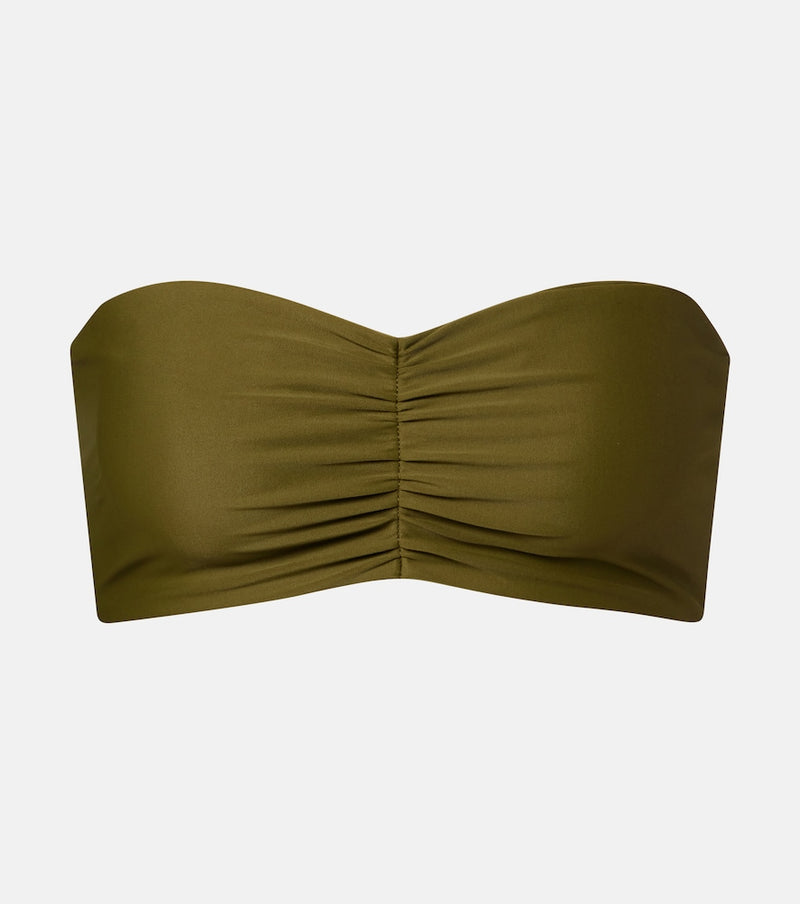 Jade Swim Ava ruched bandeau bikini top in Green