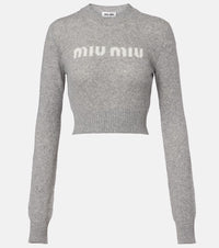 Miu Miu Logo cropped wool and cashmere sweater