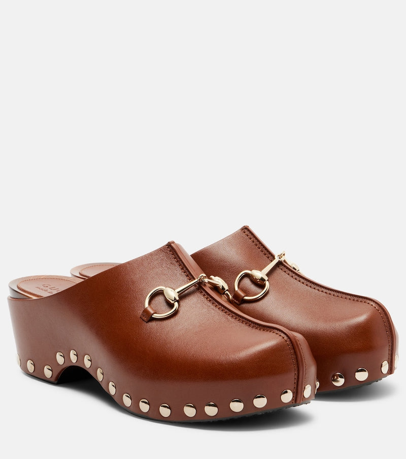 Gucci Horsebit studded leather platform clogs