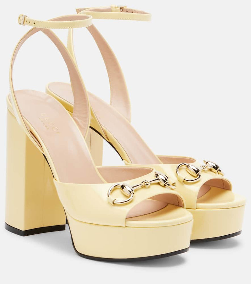 Gucci Horsebit 85 leather platform sandals