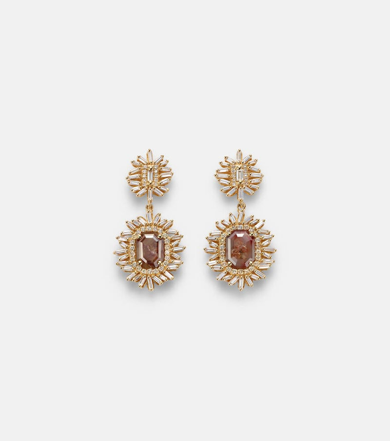 Suzanne Kalan 18kt gold drop earrings with diamonds