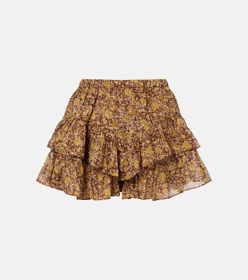 Marant Etoile Jocadia floral tiered cotton voile shorts