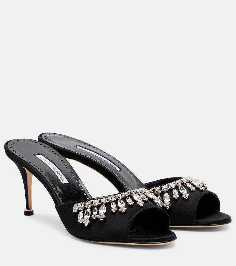 Manolo Blahnik Tulimu 70 embellished satin mules