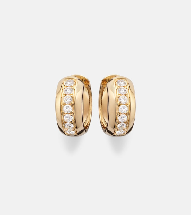 Stone and Strand 14kt gold huggie earrings with diamonds