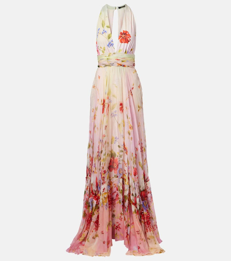 Roberto Cavalli Floral Silk Gown Multicoloured