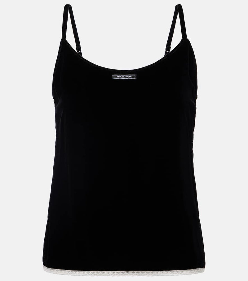 Prada Lace-trimmed velvet camisole