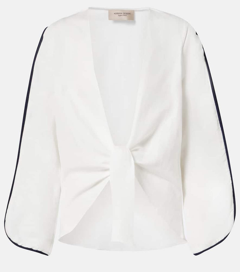 Adriana Degreas Bicolor linen-blend top