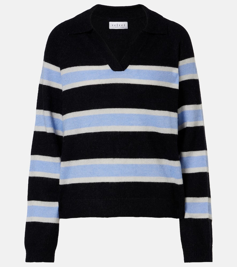 Velvet Everlake striped polo sweater