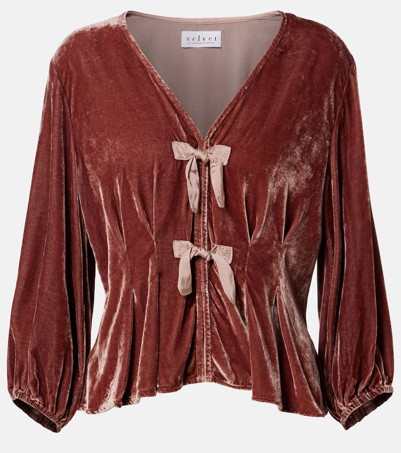 Velvet Elida bow-detail velvet top