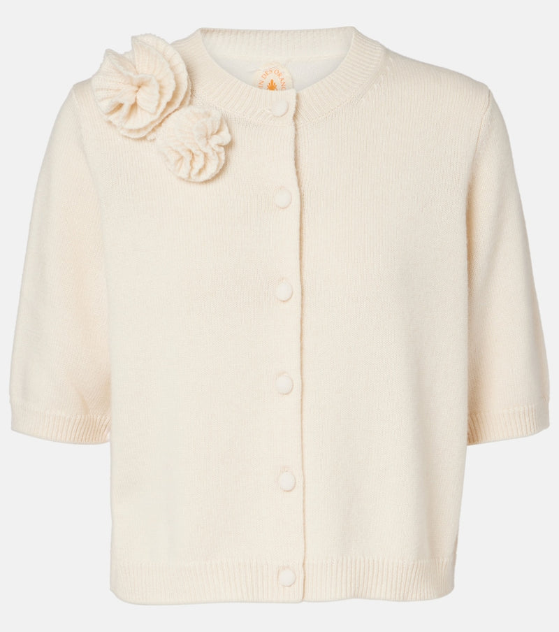 Jardin des Orangers Floral-applique wool and cashmere cardigan