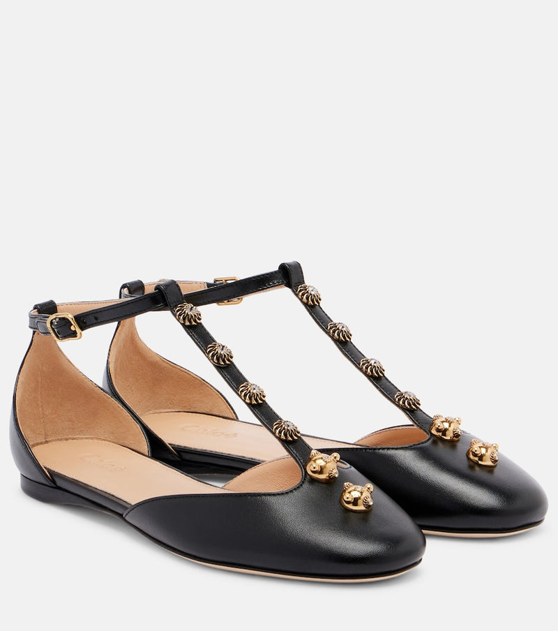 Chloe Celeste embellished leather flats