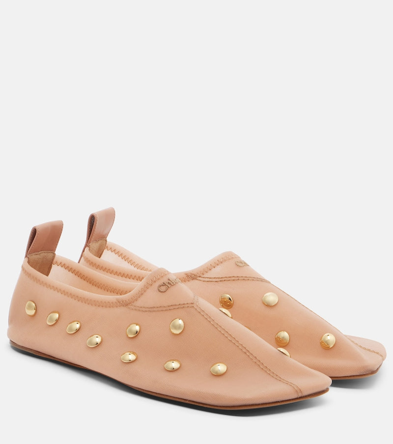 Chloe Rita studded mesh flats
