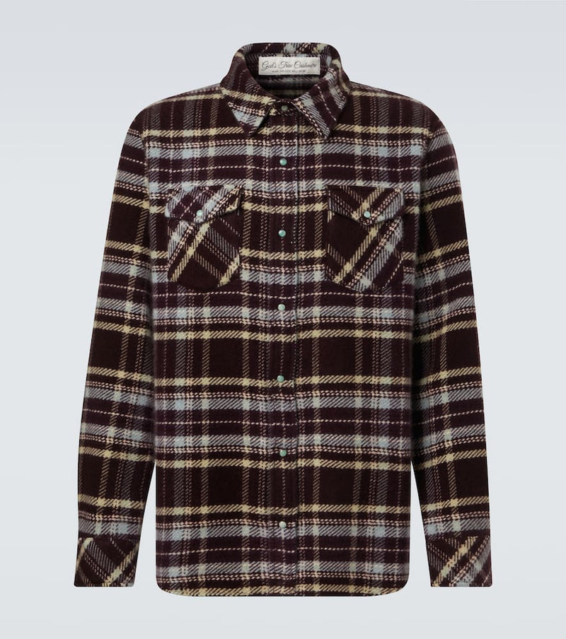 God's True Cashmere Plaid cashmere shirt with emerald