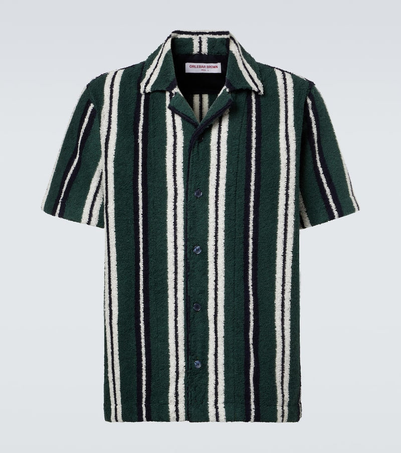 Orlebar Brown Griffith striped cotton-blend terry bowling shirt
