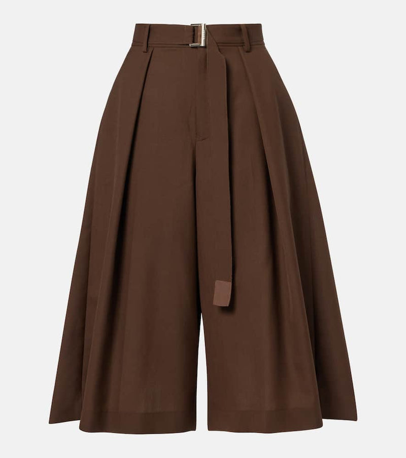 Sacai Pleated Belted Shorts Brown
