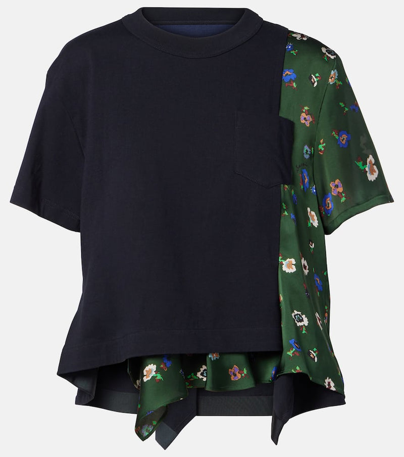 Sacai Floral Cotton Top Blue
