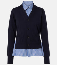 Sacai Layered striped cotton cardigan