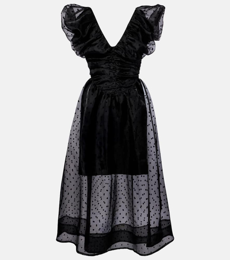 Ganni Polka-dot organza midi dress