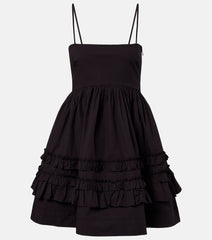 Ganni Ruffled cotton-blend minidress