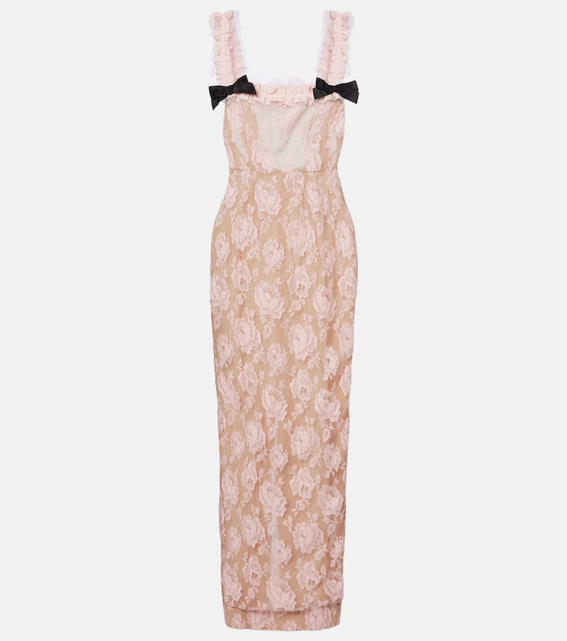 Alessandra Rich Ruffled cotton-blend lace maxi dress