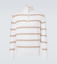 Allude Striped cotton and cashmere sweater