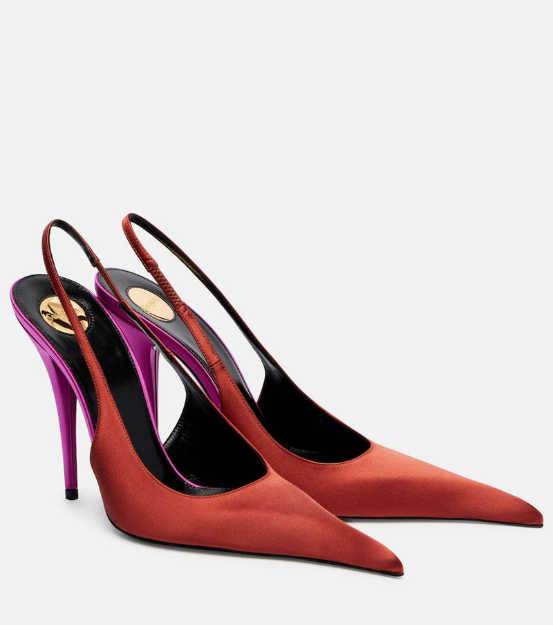 Saint Laurent Deroche 110 crepe satin slingback pumps
