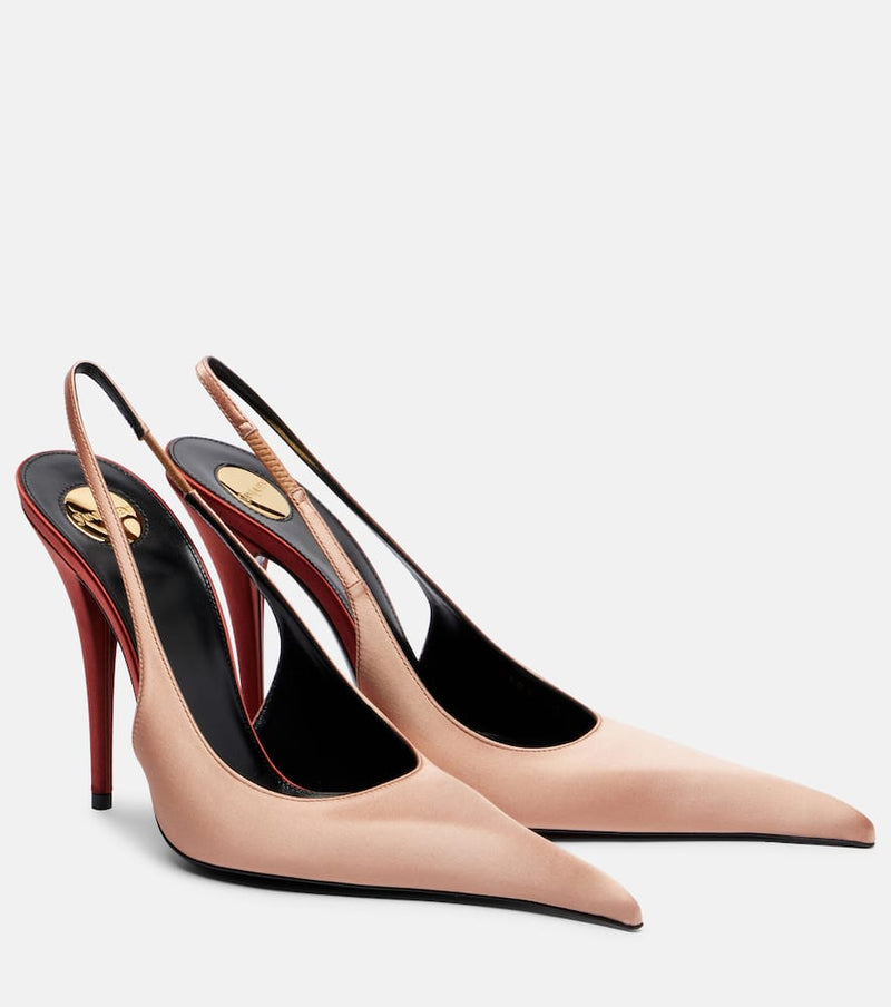 Saint Laurent Deroche 110 crepe satin slingback pumps