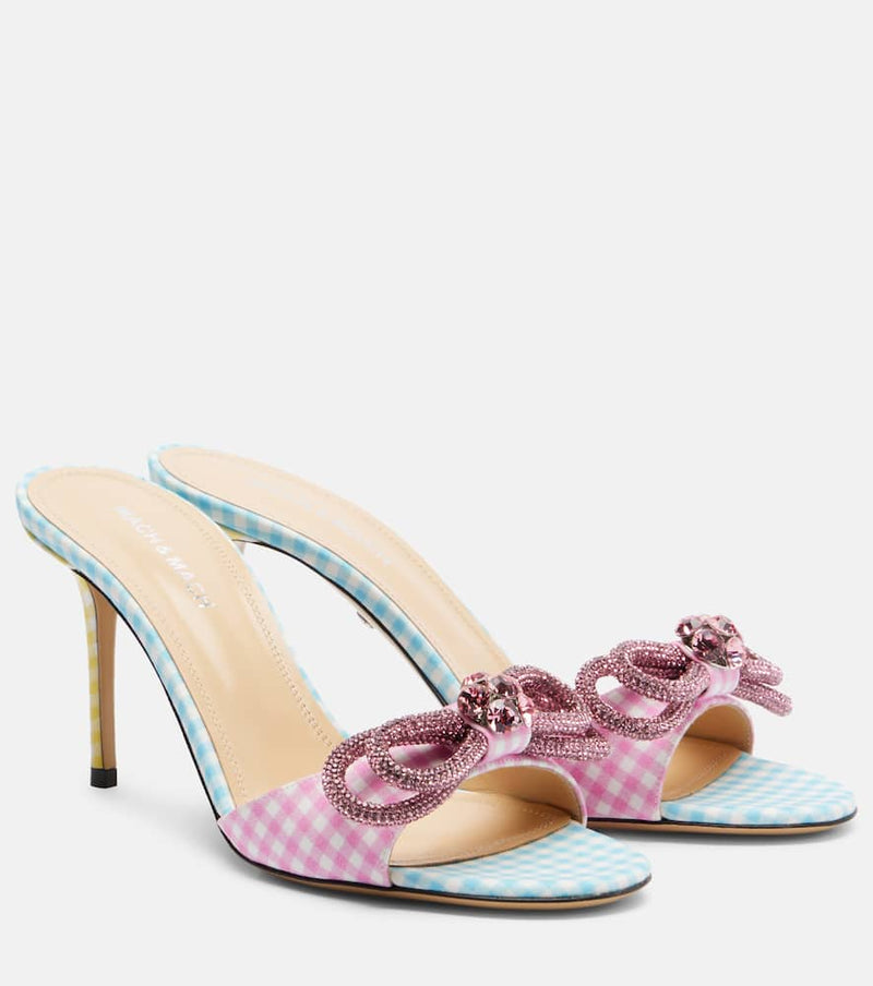 Mach & Mach Double Bow 85 gingham mules
