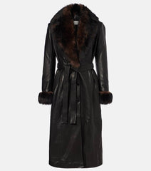 Nour Hammour Baez shearling-trimmed leather coat