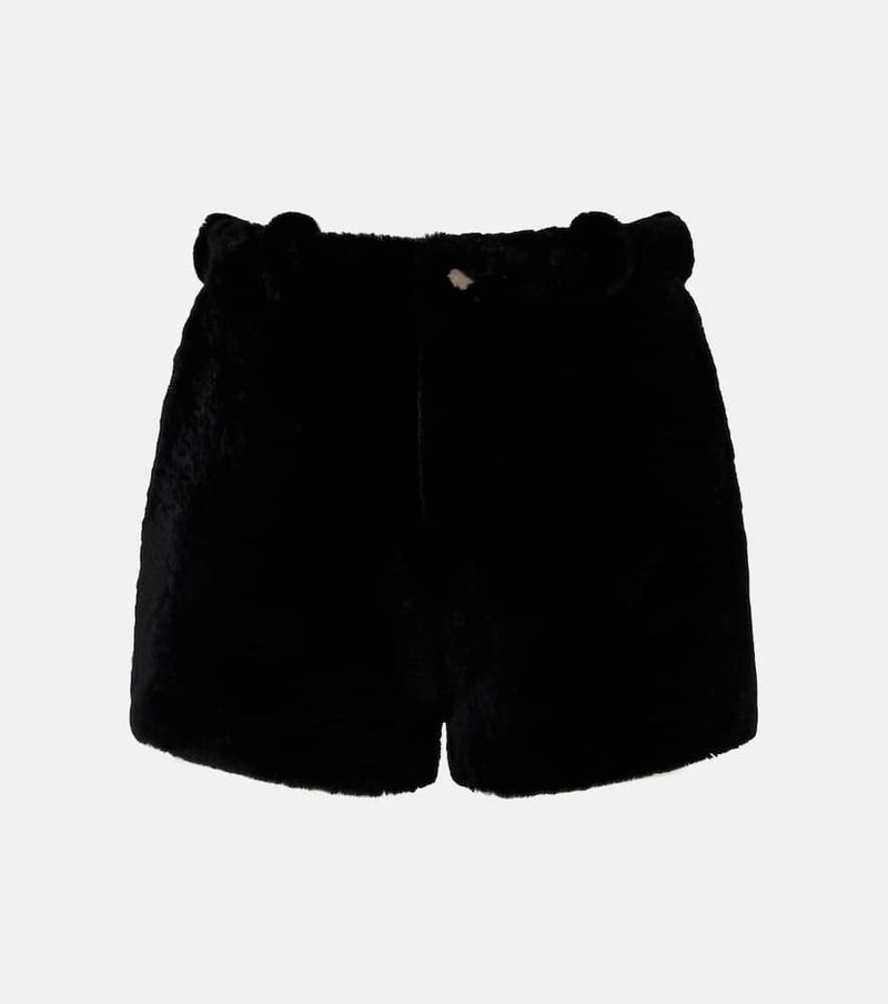 Nour Hammour Leontine shearling shorts