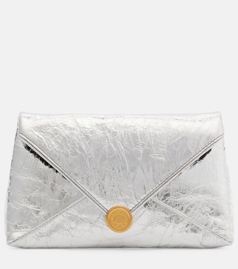 Dries Van Noten Envelope Small metallic leather clutch