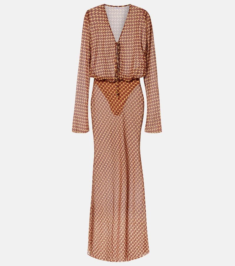 Bananhot Nema printed sheer maxi dress in Yellow