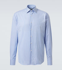 Canali Striped cotton poplin shirt