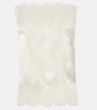 Doen Viviane cutout lace-trimmed silk top