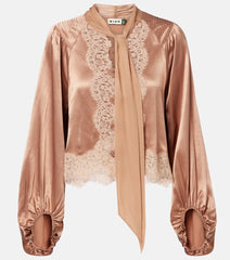 Rixo Nalani lace-trimmed satin blouse
