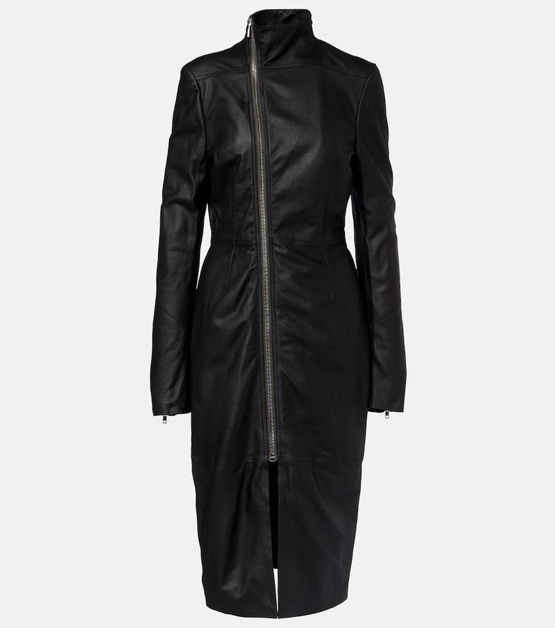 Rick Owens Gary leather coat in Black