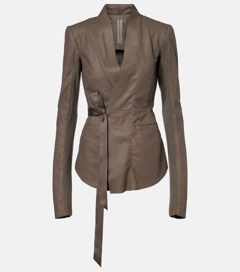 Rick Owens Hollywood virgin wool-trimmed leather blazer