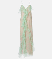Blumarine Ruffled sheer lace gown