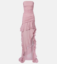 Blumarine Asymmetric ruffled georgette gown