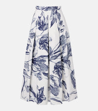 Erdem Floral cotton poplin midi skirt