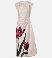 Erdem Floral draped satin midi dress