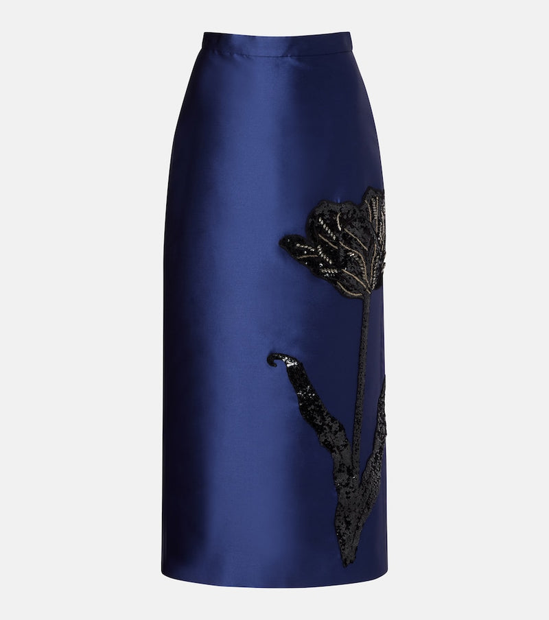 Erdem Sequined twill pencil skirt