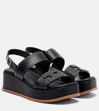 Hogan H703 leather platform sandals