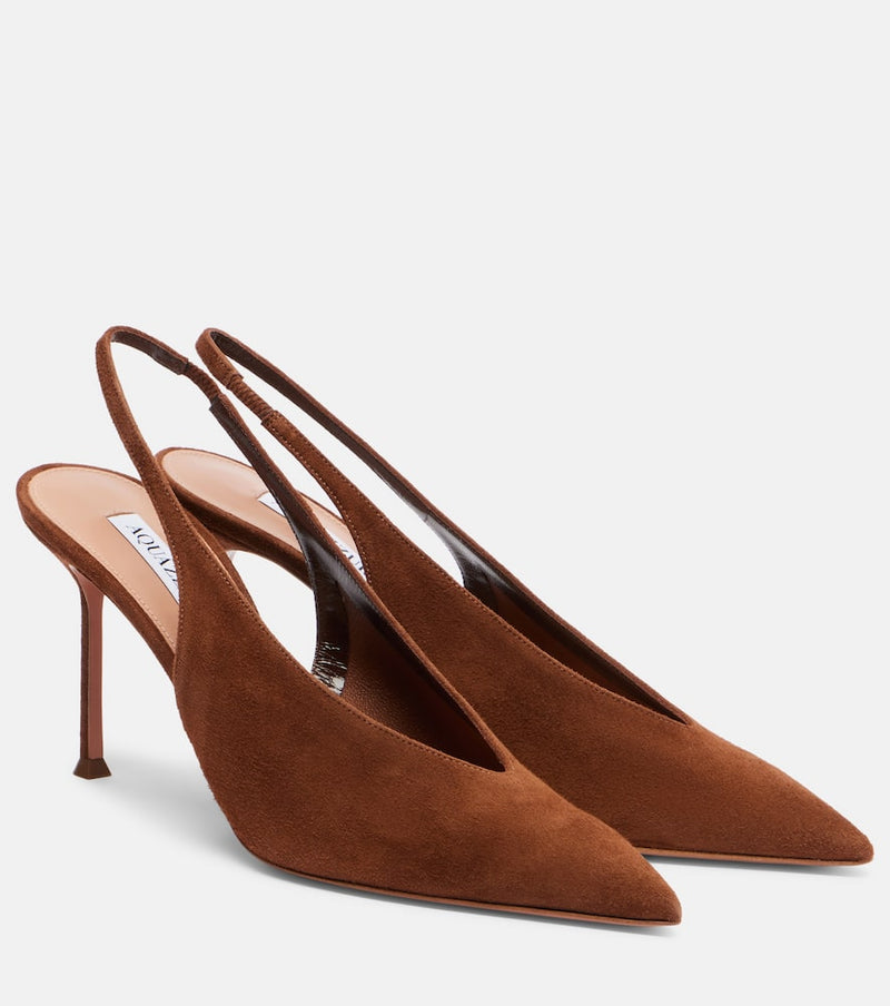 Aquazzura Voltaire 85 suede slingback pumps