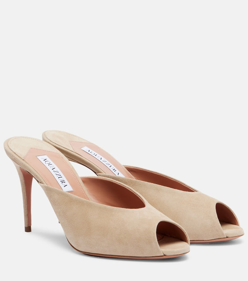 Aquazzura Secret 85 suede mules